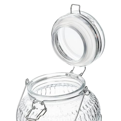 Kingrol 1 Gallon Glass Drink Dispenser with Lid and Spigot - Wide Mouth, Leak Proof Juice Pitcher- Vintage Beverage Dispen...