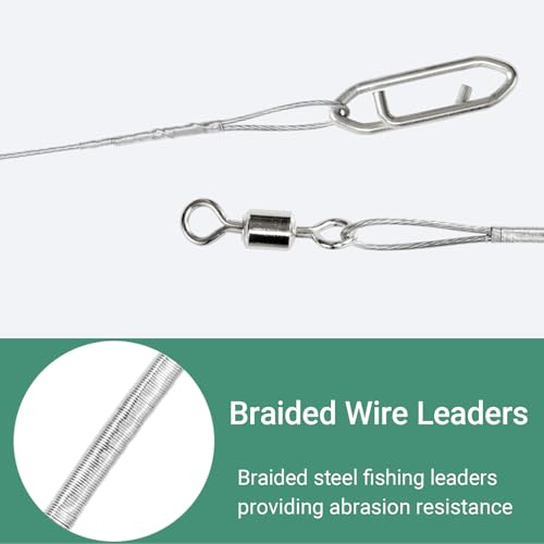 AMYSPORTS High Strength Fishing Leaders Steel Heavy Duty Fishing Leader Wire Line Stainless Wire Leaders Saltwater White N...