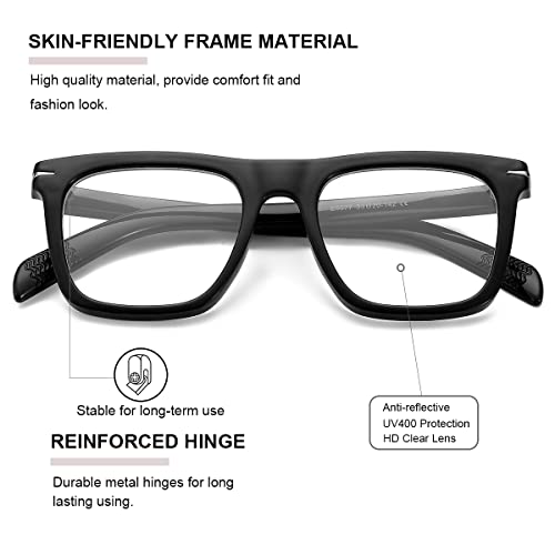 Gleyemor Blue Light Glasses for Men Women Trendy Square Frame Blue Light Blocking Lens Computer Glasses
