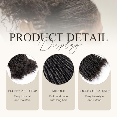DAIXI Handmade Interlocking Sisterlocks Curly Tips 100% Real Human Hair Permanent Micro Locs Extensions Natural Looking Soft Dreadlocks Can Be Bleached and Dyed.(1B - 0.2cm, 8 Inch 60 Strands)
