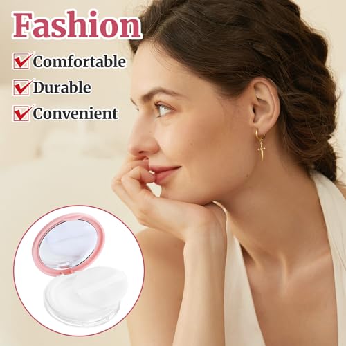 IANFAN 2 Pcs Loose Powder Container with Puff, 0.18 oz Refillable Empty Powder Compact Portable Empty Makeup Powders Trave...