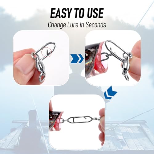 Alwonder 30-Pack Fishing Speed Clips Quick Change Snap Swivels, Ball Bearing Swivel Power Clips Fishing Snap Swivels Fresh...