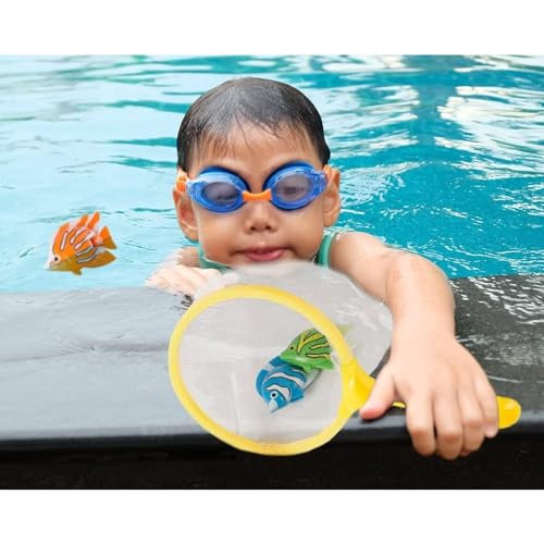 Swimming Pool Dive & Catch Fish Set - Pool Diving Adventure & Fishing Net - Kid Activity with Colorful Fish - 13-Piece, Mu...