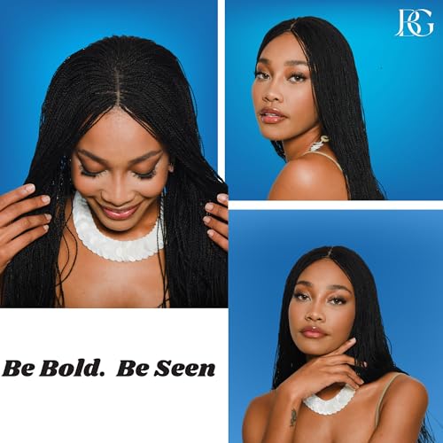 Twisted Wigs, 18-Inch Micro Million Twist Braided Wig - Light, Soft Braid Wigs for Black Women with Glueless Front Lace Closure - No Tangle Synthetic Braid- Darkest Brown Color 2