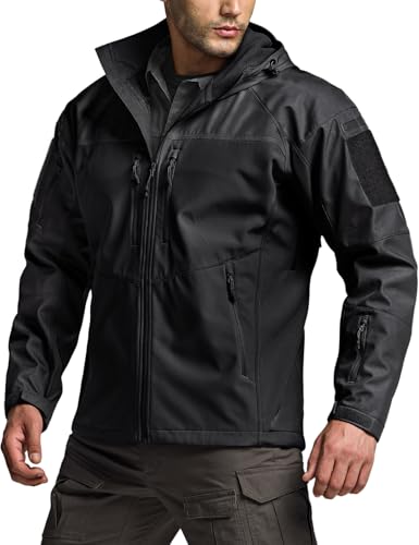 CQR Men's Tactical Softshell Jacket, Winter Warm Fleece Lined Coat, Water Resistant Outdoor Hunting Hiking Rain Windbreaker
