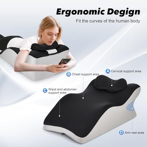 Aduken Reading Pillow for Bed,Adult Memory Foam Ergonomic Back Support Pillow for Bed Sitting Up Prone Pillow Face Down Sl...