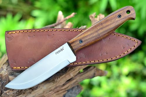 Perkin Premium Fixed Blade Hunting Knives with Sheath-Handmade Full Tang Bushcraft Fixed-Blade Knives for Survival, Campin...