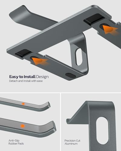 Nulaxy Fully Aluminum Detachable Laptop Stand, Ergonomic Ventilated Cooling Laptop Holder Computer Riser for Desk, Anti-Sl...