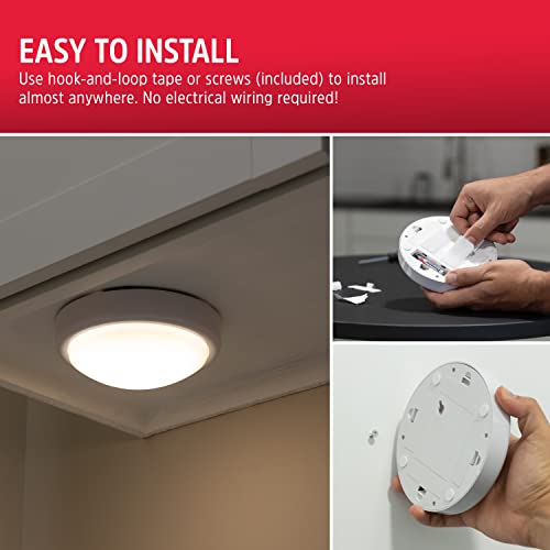 Energizer LED Tap Light Battery Operated Push/Touch Puck Lights Stick On Lighting Wireless Under Cabinet-Lights for Closet...