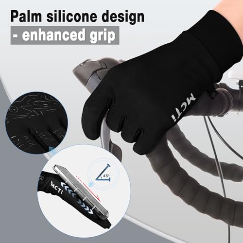 MCTi Lightweight Gloves Liners for Men Women, Touch Screen Gloves with Conductive Microfiber, Palm Silicone, for Running D...