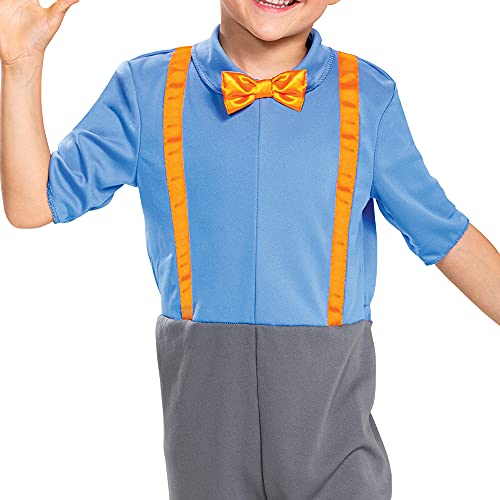 Blippi Costume for Kids, Official Blippi Jumpsuit Outfit with Hat and Bowtie, Classic Toddler Size