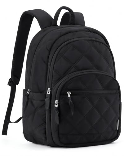 BAGSMART Travel Laptop Backpack, College Backpack for Women, Quilted Small Computer Bookbag, Water-Resistant 15.6 Inch Lap...