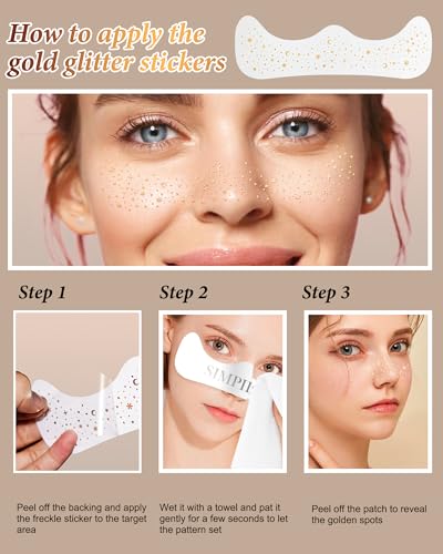 Simpilos Makeup Pathes, Body Face Glitter for Kids Women Girls, Gold Snowflake Glitter Makeup for Face, Singer Concerts Fe...