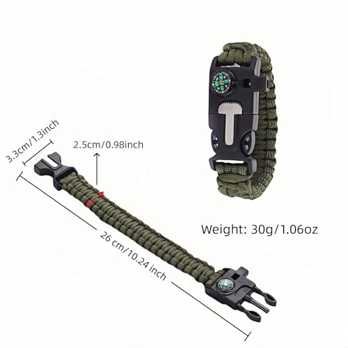 Chinshwehaw 5 in 1 Survival Bracelet-Fire Starter,Loud Whistle,Compass,Paracord Rope & Cutter,Military Grade Tactical Gear...