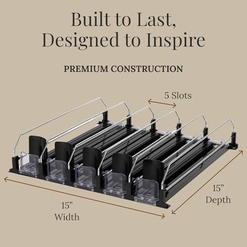 Hodge Home Essentials 5-Piece Drink Organizer for Fridge – Spring-Loaded Rolling Can & Bottle Holder – Kitchen Storage for...