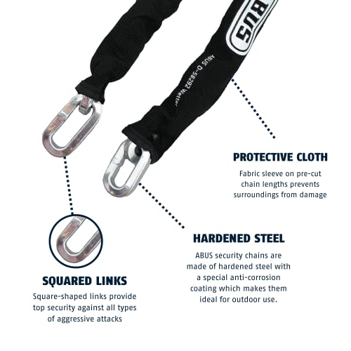 ABUS Hardened Steel 8KS 6 Foot x 5/16" Thick Square Security Chain for Bikes, Containers, Trailers, ATV's, Motorcycles and Personal/Industrial Property