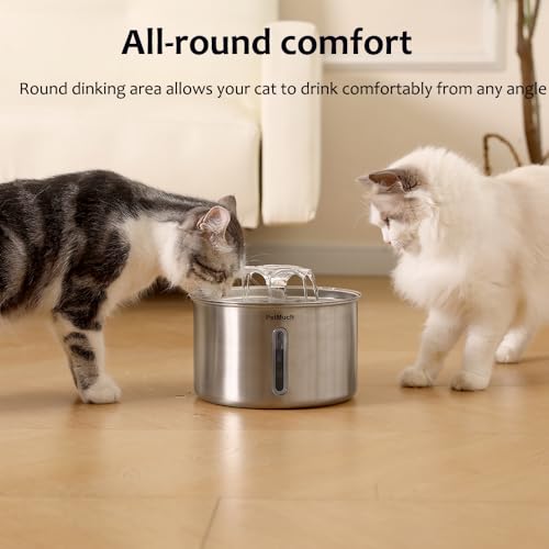 PetMuch Cat Water Fountain Stainless Steel, 102oz/3L Automatic Pet Water Fountain with 6 Replacement Filters & 6 Pre-Filte...