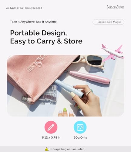 MelodySusie Pen-Shaped Portable USB Nail Drill, PC120I 20000RPM Electric Nail File with Compact Design for All Nail Care, ...