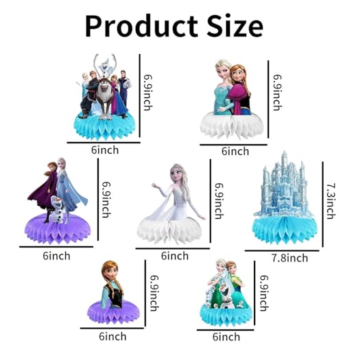 7 Pcs Cute Party Supplies, Cartoon Birthday Party Decorations, Blue Honeycomb Centerpieces for Table