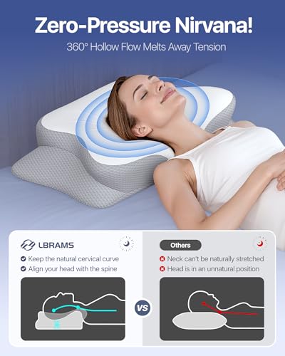 LBRAMS Cervical Pillow for Neck Pain Relief - Ergonomic Memory Foam Pillow with Cooling Case Orthopedic Support Side Sleep...