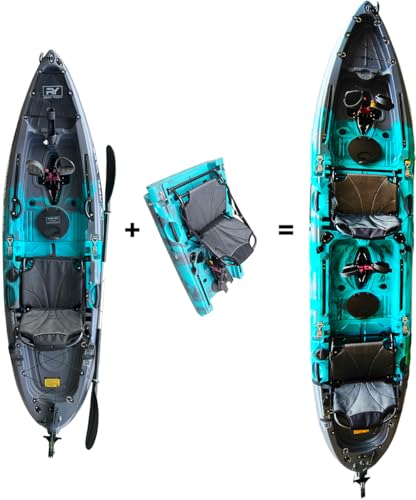 14ft Raptor Reel Yaks Modular Kayak| Go Tandem or Solo | Fin Drive Pedal Fishing Kayak | 520lbs Capacity | 3 Piece