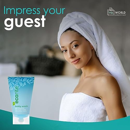 Ecorite Body Wash with Cucumber-Melon Fragrance, Travel Size Hotel Amenities Biodegradable/Recyclable Tube, 1 fl oz/30 ml, Pack of 288