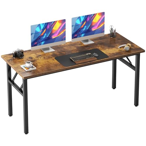 Need Folding Desk, 54 inch Large Computer Desk for Home Office, No Install Needed Study Student Writing Table Desk Worksta...