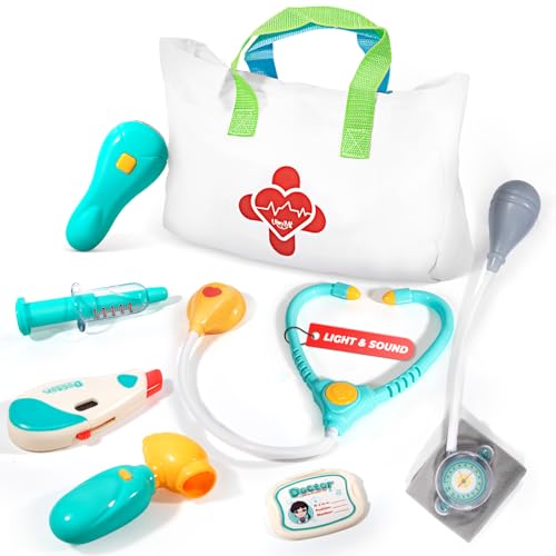 Doctor Kit for Toddlers 3-5 - Preschool Pretend Play Medical Kit with Stethoscope, Blood Pressure Cuff and Carrying Bag- D...