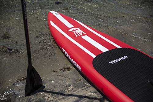 Tower iRace Inflatable 12’6” Stand Up Paddle Board - (6 Inches Thick) - Universal SUP Wide Stance - Premium SUP Bundle (Pu...