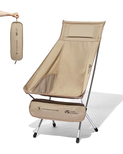 MOBI GARDEN High Back Camping Chair, Ultralight Hiking Chair with 7075 Aluminum Frame, Portable Lawn Chair with Breathable...