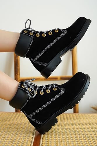 Cape Robbin Cow Suede Leather Slip-Resistant Ankle Boots Womens - Lace-Up Combat Boots - Water-Resistant Fall Moto Boots, ...