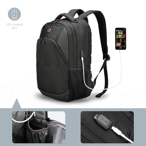 Swissdigital Design Travel Laptop Backpack, College Laptops Backpack with USB Charging Port for Men and Women Fits 16 Inch...