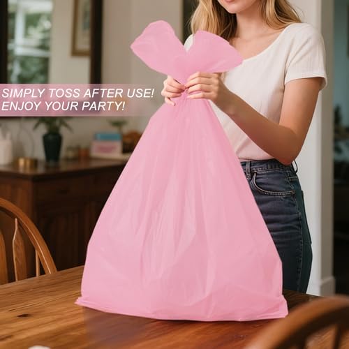 Childom 3 Pack Plastic Tablecloths for Rectangle Tables 54" x 108" Pink Disposable Table Cloths for 6 to 8 Foot Valentines...