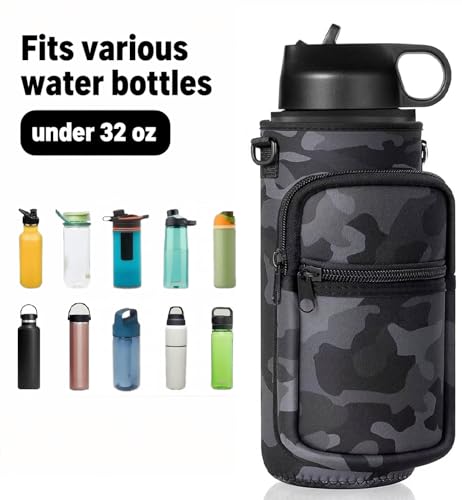 Water Bottle Holder with Strap, 32/40 oz Insulated Water Bottle Sling Bag Crossbody, Water Bottle Carrier Bag with Phone P...