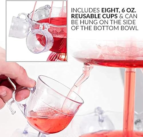 3-Tier Electric Fountain Drink Machine with LED Base, Cocktail and Wine Fountain, 1.5 Gallon Beverage Dispenser with 5 Cup...
