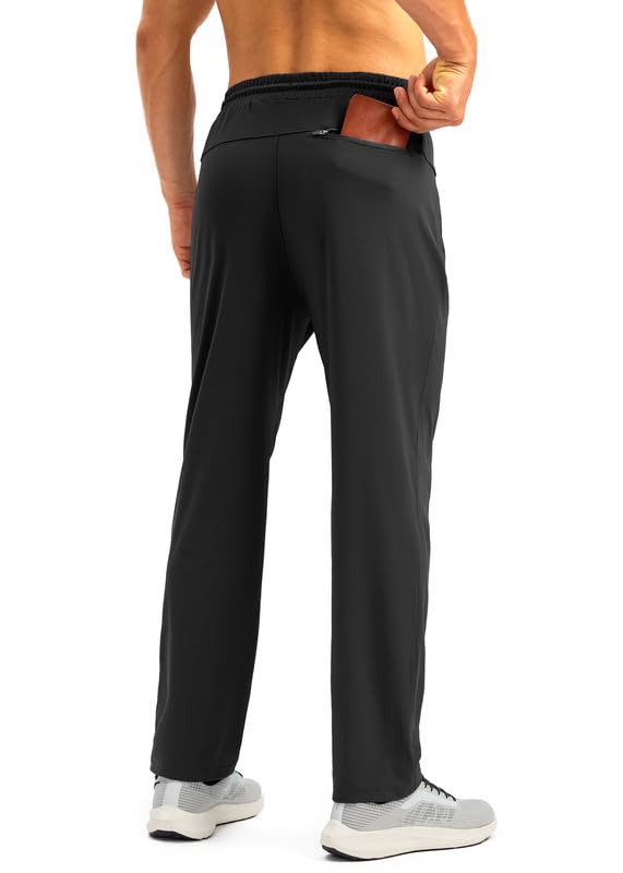 Pudolla Men's Athletic Pants with Zipper Pockets Stretch Workout Sweatpants Lightweight Running Joggers for Men