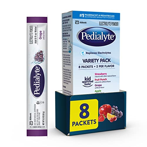 Pedialyte Electrolyte Powder | Hydration Drink for Kids & Adults | Variety Pack: Grape, Strawberry Fruit Punch, and Apple,...