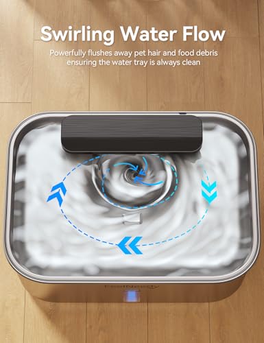 3.2Gal/12L Dog Water Fountain for Large Dogs, Ultra-Quiet Stainless Steel Dog Water Bowl Dispenser with Swirling Water Flo...