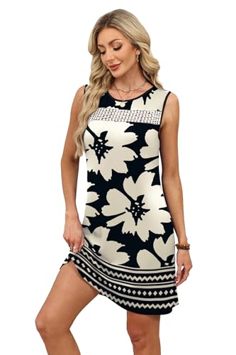 WIHOLL Summer Dresses for Women 2026 Beach Vacation Fashion Lace Mini Tank Dress with Pockets