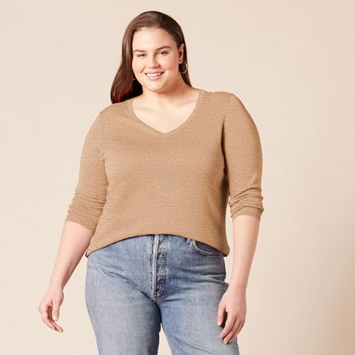 Amazon Essentials Women's Regular-Fit Lightweight Long-Sleeve V-Neck Sweater (Available in Plus Size)