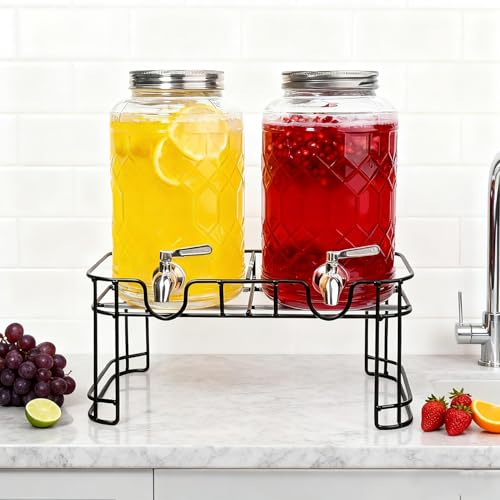 PYVYLO 1 Gallon Beverage Dispenser with Stand,Lemonade Drink Dispenser with Stainless Steel Spigot for Parties and Wedding...