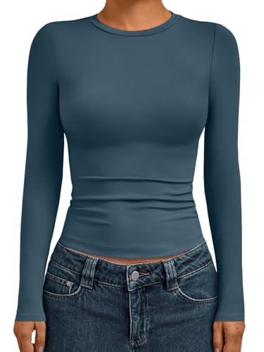 AUTOMET Womens Long Sleeve Shirts Basic Compression Going Out Crop Tops Fall Fashion Y2K Clothes 2025