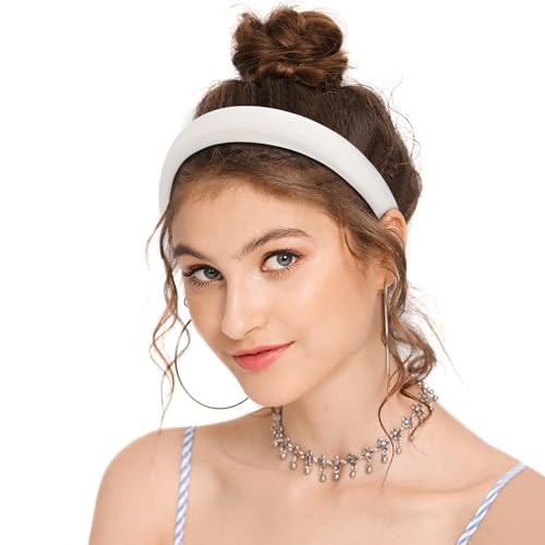 WantGor Padded Headband for Women, Wide Sponge HeadBands Plain Solid Hair Band Hoops Vintage Yoga Head Bands Fashion Elast...