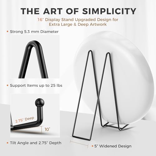 TR-LIFE 16 Inch Heavy Duty Plate Stand (4 Pack) - Metal Display Easel for Large Plates, Picture Frames, Signs, Posters, an...