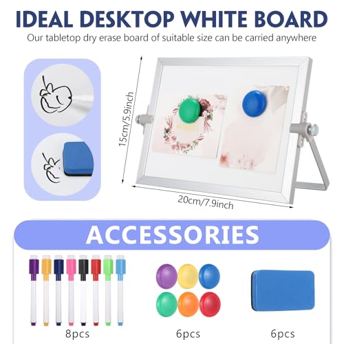 AmazingSpark 6 Pcs Small Dry Erase White Board with Stand 6 x 8'' Magnetic Tabletop Whiteboard Double Sided Mini Dry Erase...