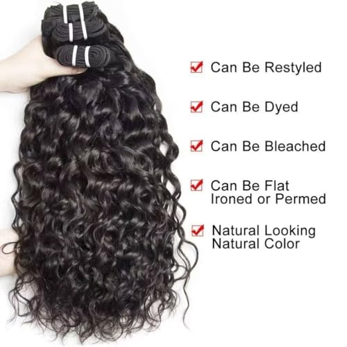 Yavida Water Wave Human Hair Bundles Wet and Wavy Bundles Brazilian Unprocessed Remy Human Hair Water Wave Weave Extensions 16 16 16 Inch Natural Black
