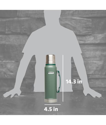 Stanley Heritage Classic Vacuum Bottle with Handle 1.1 qt | Wide Mouth w/Leakproof Cup Lid | Keep Drinks Hot or Cold | Ins...
