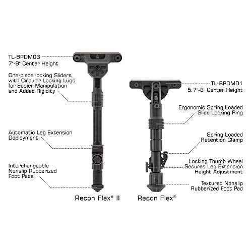 UTG Recon Flex II Bipod, Matte Black, Cent. 7"-9"