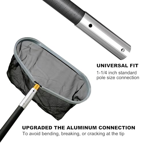 Fzkaly Carbon Fiber Pool Pole, Professional 15 FT Telescoping Swimming Pool Cleaning Pole 4.6 to 15 FT, Ultra-Lightweight ...