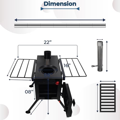 FEBTECH – Wood burning stove – outdoor camping small wood stove for home heating – tent stove with chimney pipe for Tent, ...